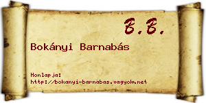 Bokányi Barnabás névjegykártya