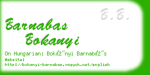barnabas bokanyi business card